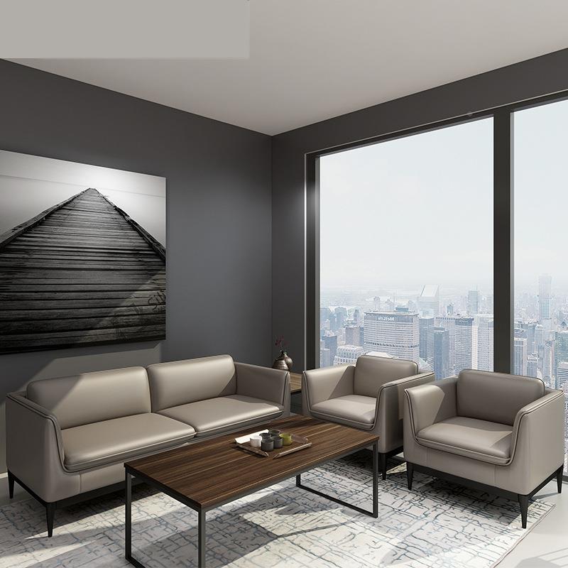 沙办公发简约三人位小型简现代07商务会客办室西皮沙发约茶公几组