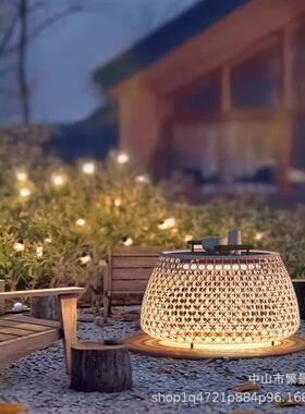 手工编织草灯户外太水阳能茶几灯防花坪园田风氛围C1953灯园阳台