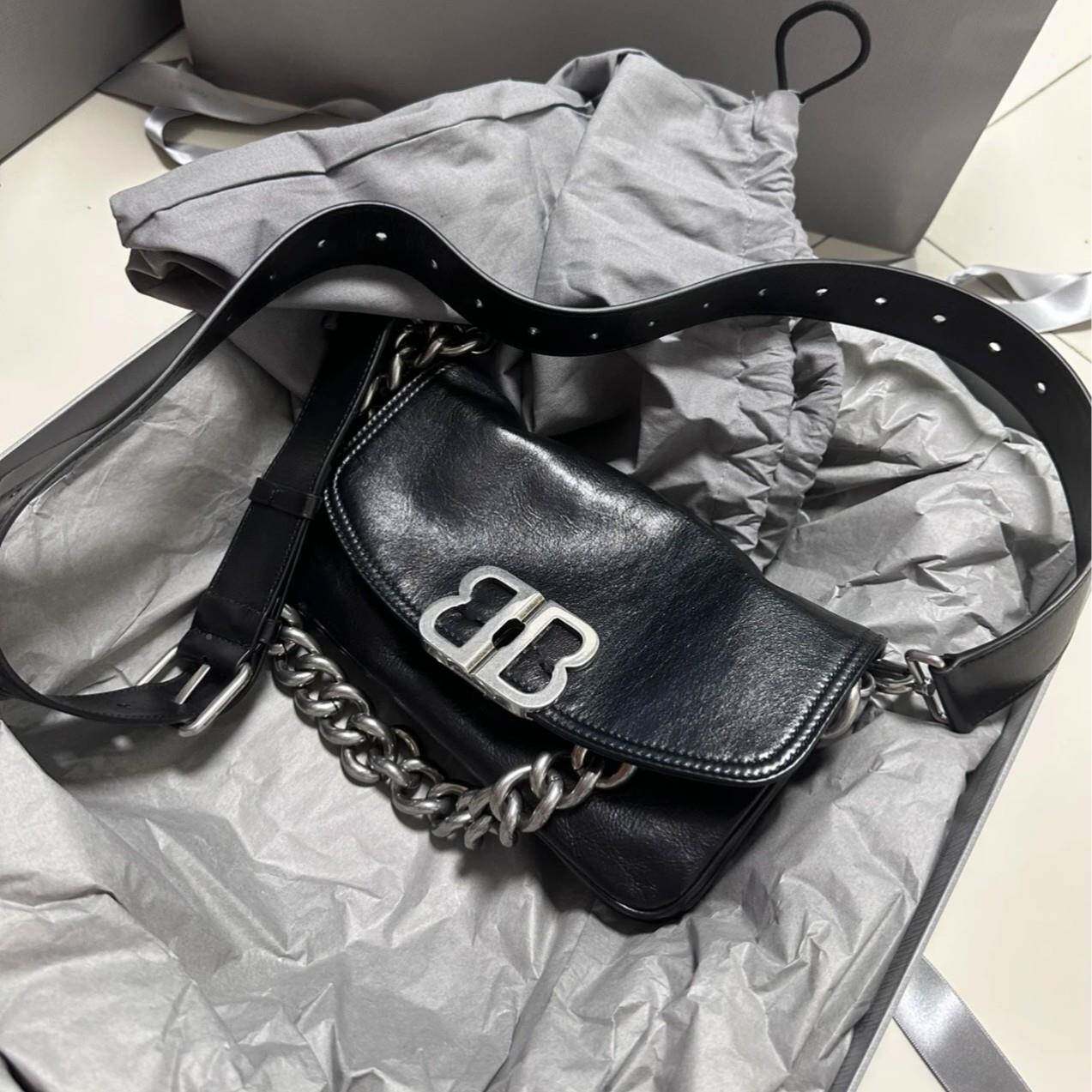 天花板版原本现古包货厂皮Bam-8876L家新款拼接机车复单肩斜挎链