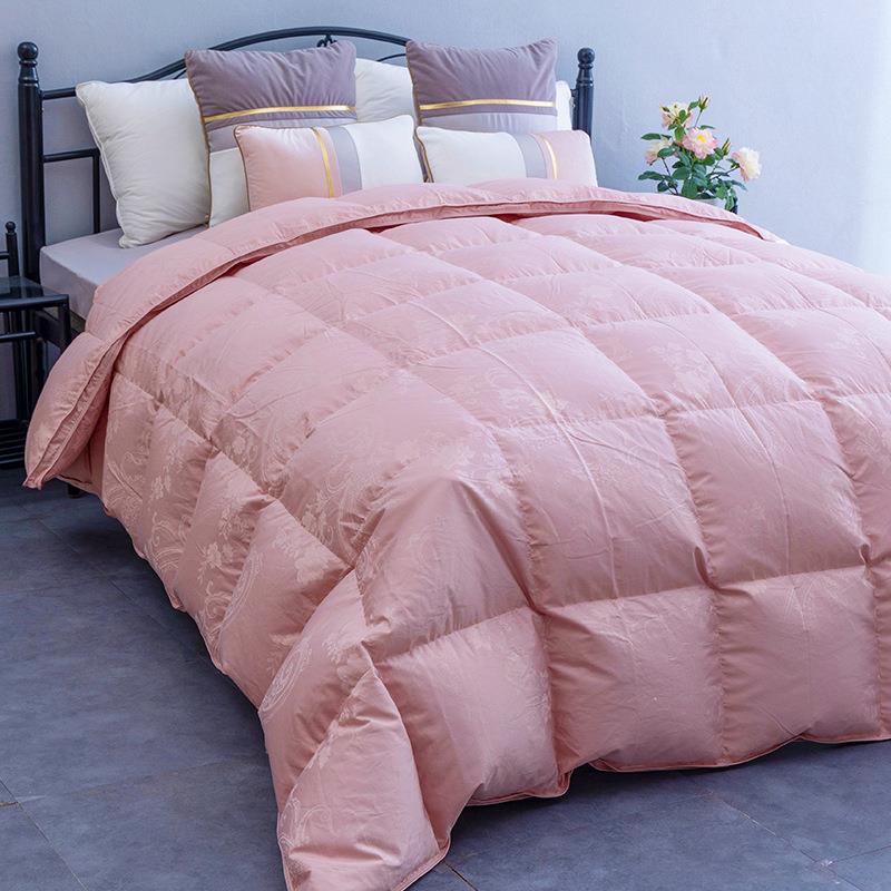 全棉被套单绒件0大JE80DTHB提花双被层羽8绒被壳自充半成品被壳家