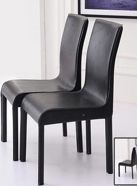 简奢约现代皮餐椅酒店轻餐厅餐桌椅办家用黑白色公靠厚背椅DPE加