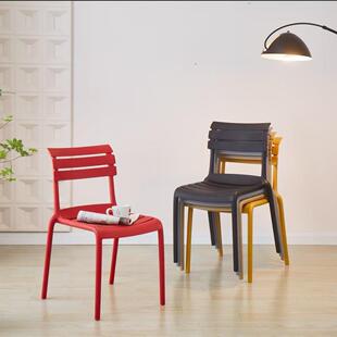 塑料靠背椅子凳横线椅家用餐厅子加厚户外民室外放庭院休闲可叠宿