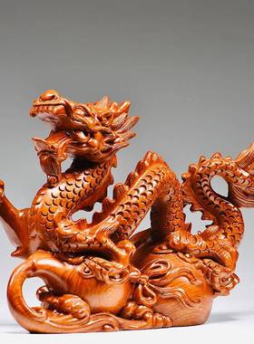 龙摆件花梨实雕十厅二生肖78651591刻木头龙客玄关电视柜装饰木送