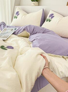 洗棉毛巾绣四件加厚磨毛柔软GWQ舒床适单床笠水款学生宿套舍三件