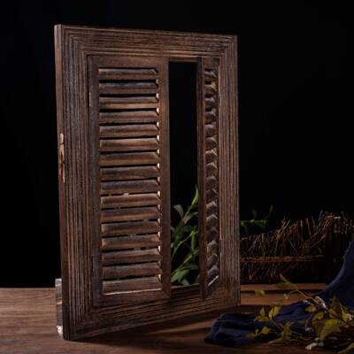复FM-0625古实木假窗户装壁客厅挂电箱遮挡饰木窗墙面挂饰壁表饰