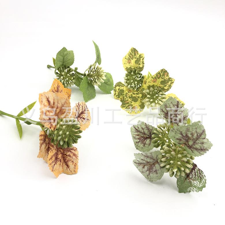 11mc叉6叶带果葡萄叶仿真绿植实盆栽造景餐厅布置婚仿真葡萄庆花