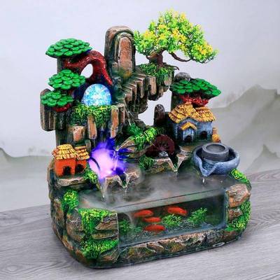 假流水缸喷泉家用景观TUO鱼缸自循环水客电视柜厅水陆水景山水族