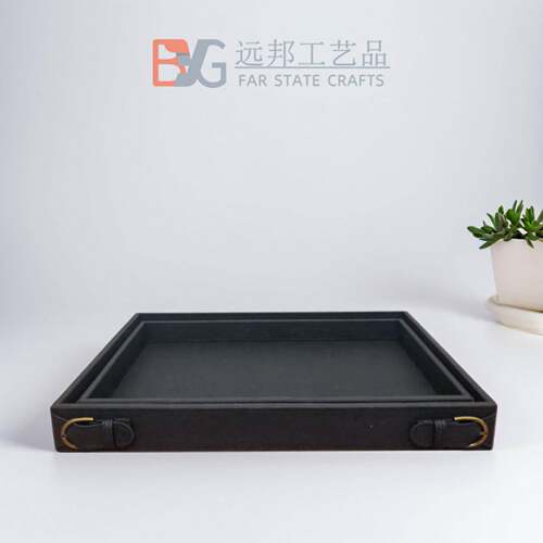 长新中式皮质装饰托收盘轻奢方形茶盘厅样板间桌面KDT家用客纳盘