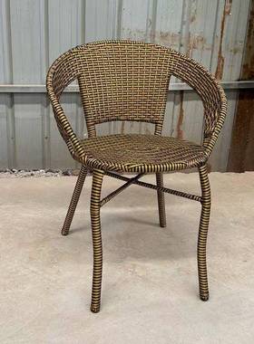 高加加带扶手椅子靠背椅椅室内腾藤椅户DMQ外厚椅子藤编编织整套