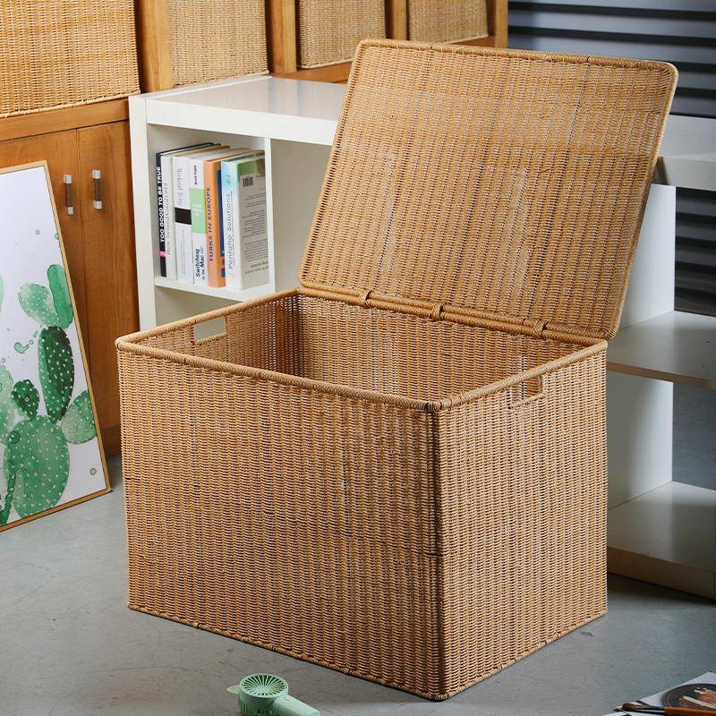。藤编纳大箱特号储物整理收箱有盖BEG家用衣仿服被子箱子大容