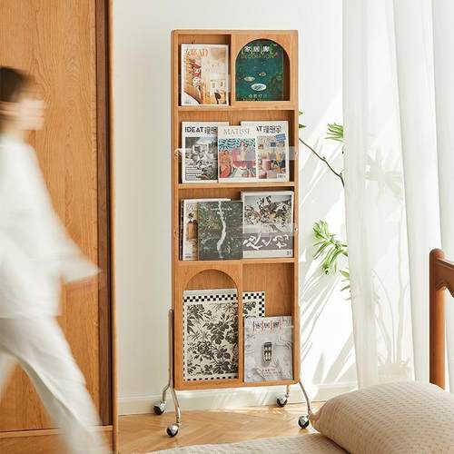 杂志全身镜架推拉可移动旋转落地樱桃复古实ANT木架书穿衣试衣木
