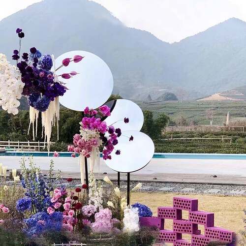 婚具庆镜面路引场铁艺户外出53885258迎宾区装饰道布摆件森系婚礼
