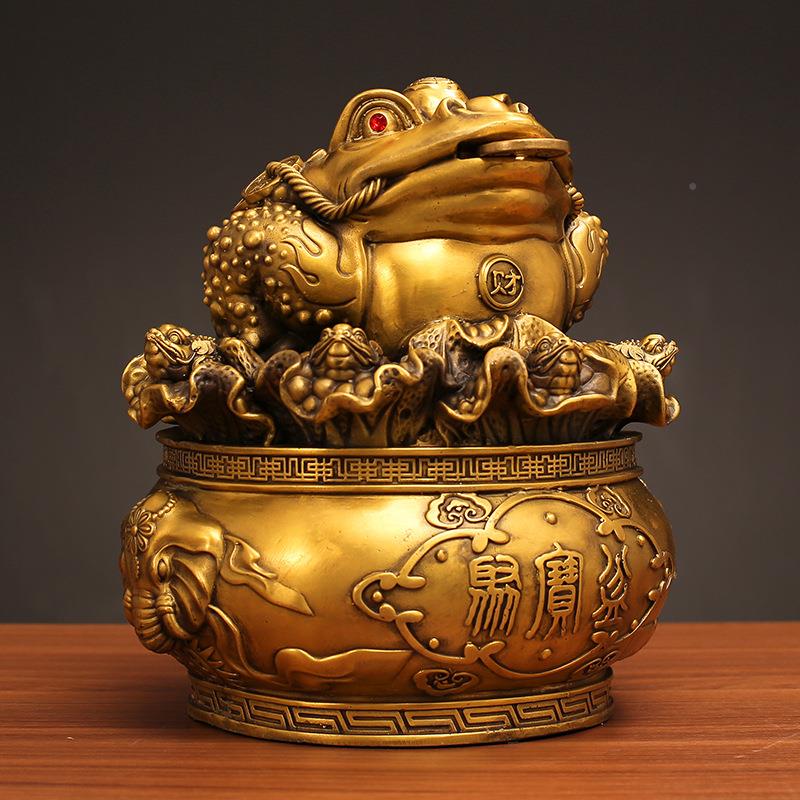 摆直发全百财铜百福三蟾蜍件工艺品家居客厅办KME公室桌足面摆饰