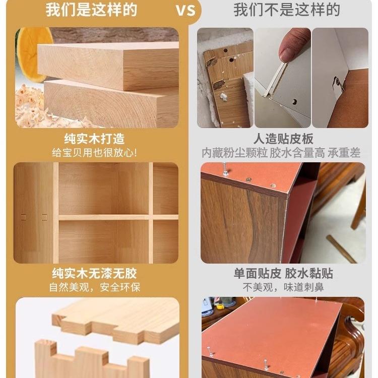 全实木书架落PFV置地物架一体靠墙柜子储柜儿童学示生家用展柜物