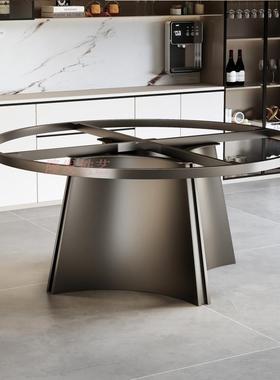 圆奢石餐桌腿支大理石圆桌脚不锈钢MVH家形用餐桌圆底座岩板桌脚