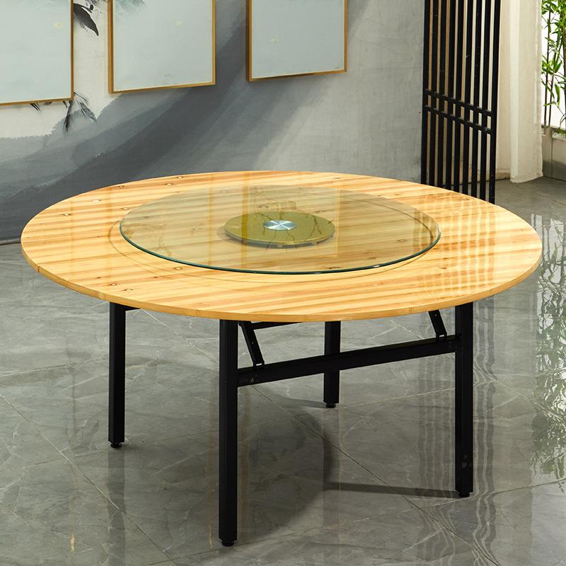 酒店家用实木大圆桌子10人1DSU5厅人20折叠宴会圆桌餐转人盘圆台