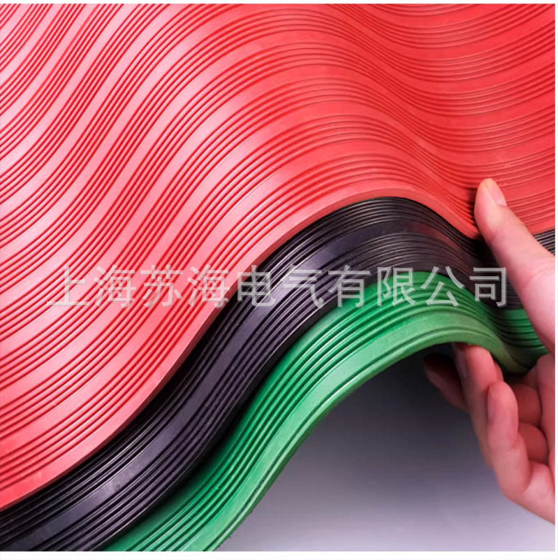 6mm绿色条纹防滑绝缘橡胶垫