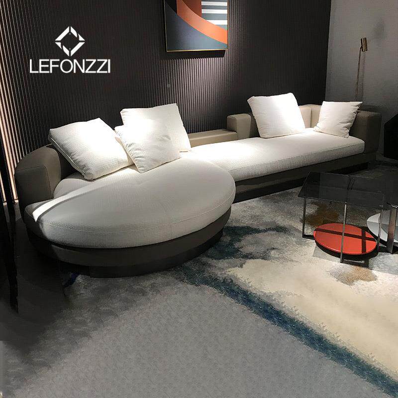 意式简约大户木型实厅沙发现客轻奢圆形CONNERY贵妃榻椅布艺沙发