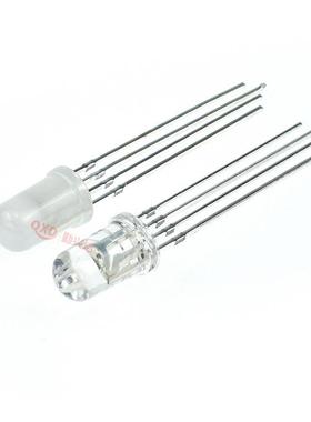 ED发光二管直全插灯珠5mmf5彩共阴共阳透极明雾L状FPER5四脚指示