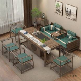 全实木罗汉床老榆木985新式中罗汉塌茶榻椅沙发床推拉小户型桌椅