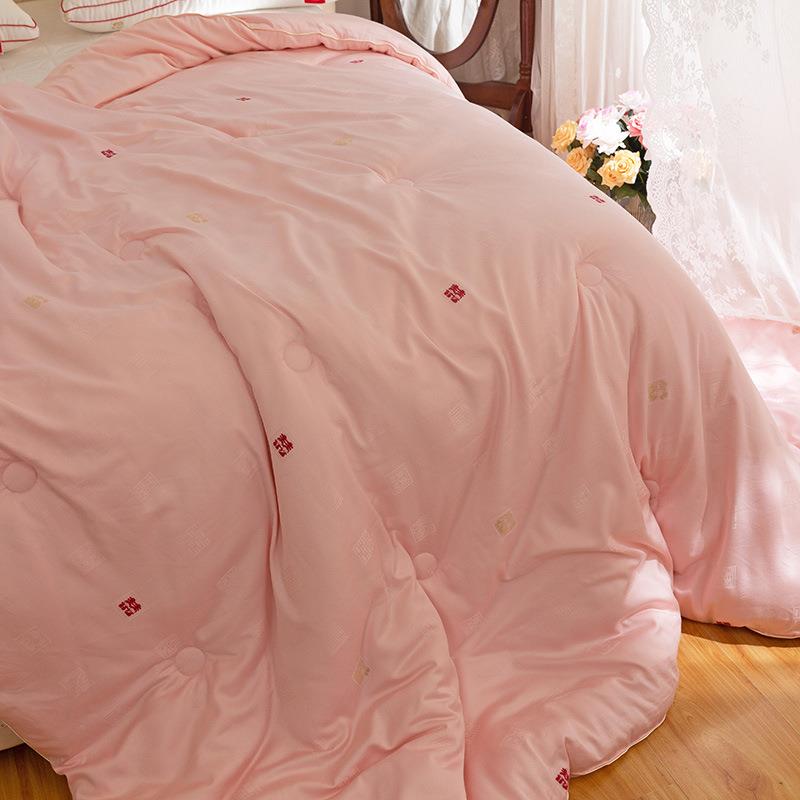 新品2春0%蚕丝棉被结婚喜被婚庆秋四季新婚喜厚字被加94188冬保暖