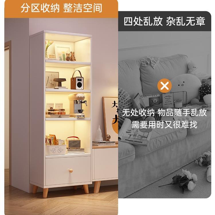 书架落地置物网架红客厅书家用立架简约一体XVS靠墙置物储柜子柜