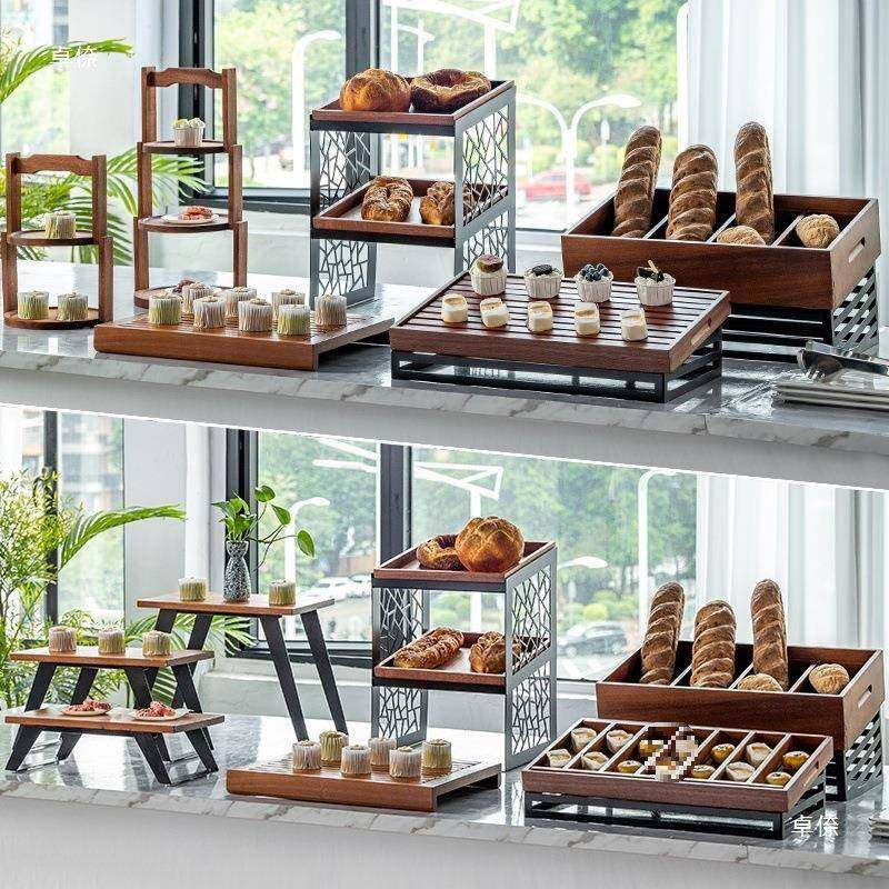 三层蛋糕架tj#hyloh欧式示架甜品点木质架子蛋糕心组合茶歇摆展台