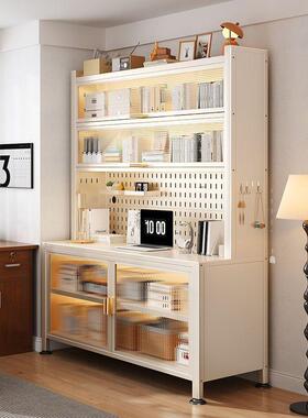 加厚钢制书柜带童书架门客厅展示儿柜铁艺置架洞洞物板防尘储LUI