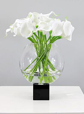 现代简约真白色手感PU蹄莲马花软装茶几餐厅MGL仿售楼部艺洽谈桌