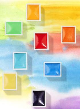 柏嘉半干固3体水彩颜24色6色48色透487明水彩画便料携组合辉铁盒