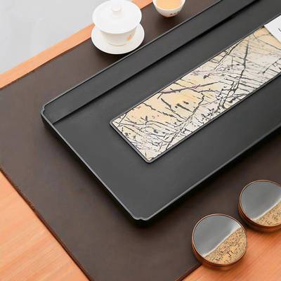 天国然乌金石茶盘家用式画中石奢石办公茶送礼引颂（国新款轻奢石