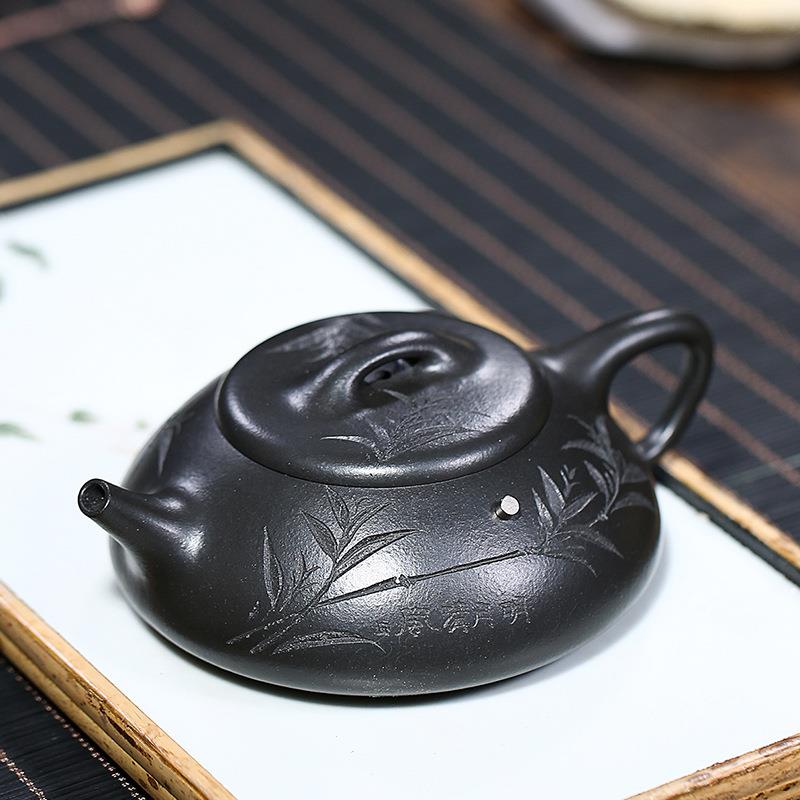 宜兴紫砂壶原矿黄料汉棠茶MH9K石瓢壶石名家手绘刻字壶茶具