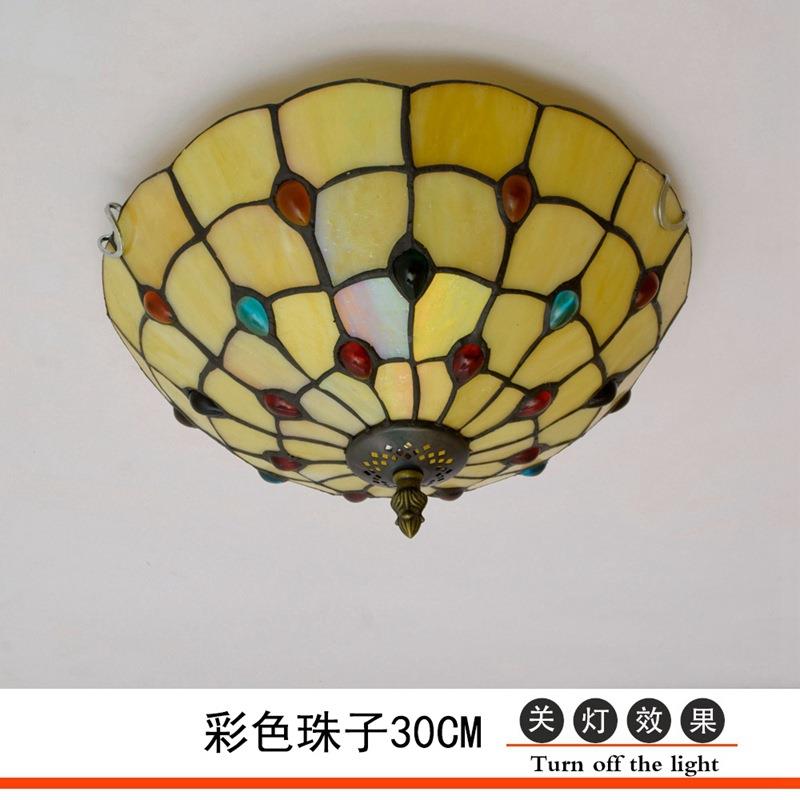 琈欧蒂凡色尼地中海复古彩玻璃过道OF走廊阳台门厅3卧室吸顶灯0CM