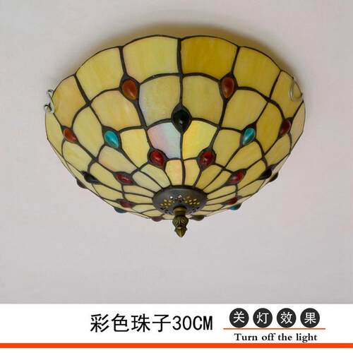 琈欧蒂凡色尼地中海复古彩玻璃过道OF走廊阳台门厅3卧室吸顶灯0CM