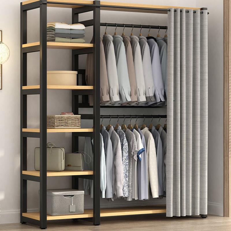 yhu新款DMH架收纳衣柜开放衣式柜遮挡帘卧室开式多层简放易衣帽出