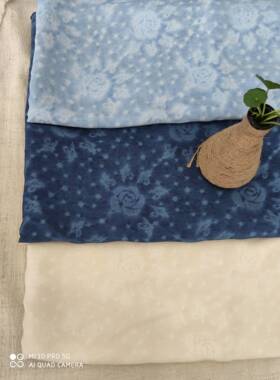 天丝苎GWQ植麻冰凉丝滑布面料服饰料商场用物印花天丝苎麻布亚麻