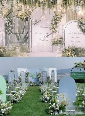 婚庆新款道具舞CEJ台布置艺拱门道屏具森系铁婚礼场景饰布置装风