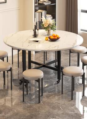 F998THMT餐桌折人叠2025新款家用10客厅小型多功能免户装移安动大