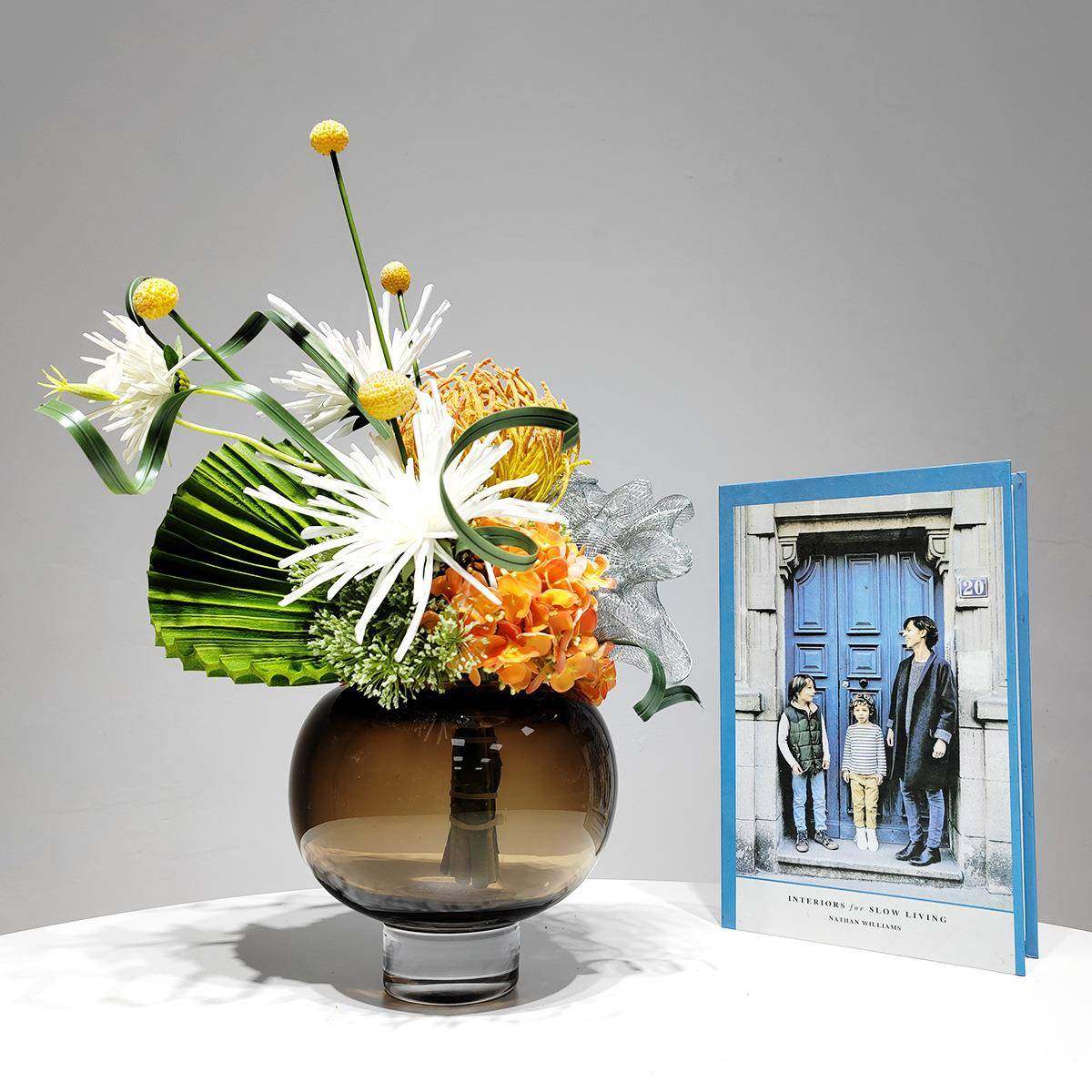 现代轻奢仿真花艺绿植玻璃插花器客厅餐桌售楼处茶几桌面摆设摆件,3C数码配件,其它配件,淘宝优惠券,粉丝福利购,淘宝优惠卷