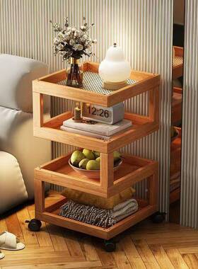 柜可移动创意床头实木多功能物架窄ILJ边几小型床边子易简收置纳