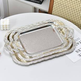 饰金属 高级感托水盘零食手饰托果置物盘客厅装 金属盘式 欧478风格