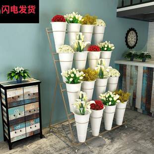 北移欧金色大号花桶店花架可无品牌/动铁艺展多层鲜花示架塑料花