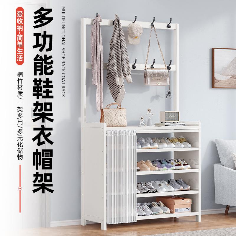 家用一鞋帽架卧室挂衣架一鞋架子件起批简落地体组合衣帽易架PKY