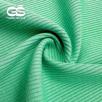 32S竹布纤维罗纹料布面料2X2NGV螺纹针织汗春打底衫童夏装布除臭