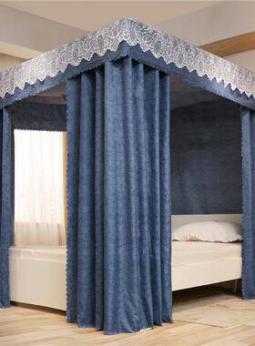 三床开门床帘家用带卧室保暖落地幔全封TEH防闭尘顶遮光防风蚊帐