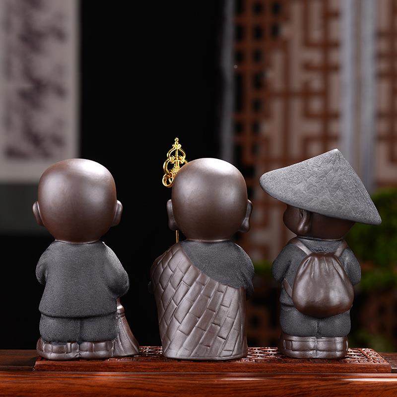 陶瓷MWA小和尚茶宠摆件品个紫砂精可养趣味性可爱茶道茶玩茶具盘