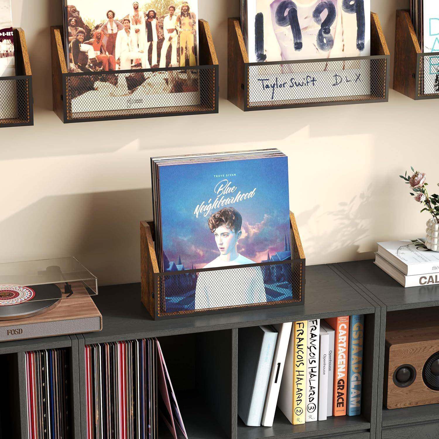 乡村风木质收纳盒胶唱ZJTY-998片专辑存碟片收黑藏式盒复古桌面摆