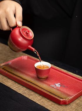 红干泡台壶RHN型承茶盘家用陶承瓷茶盘小中式故宫功夫托盘壶式茶
