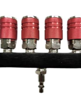 工N厂直1/4PT红色蓝色铝座美四销通式接头铝889直排四通