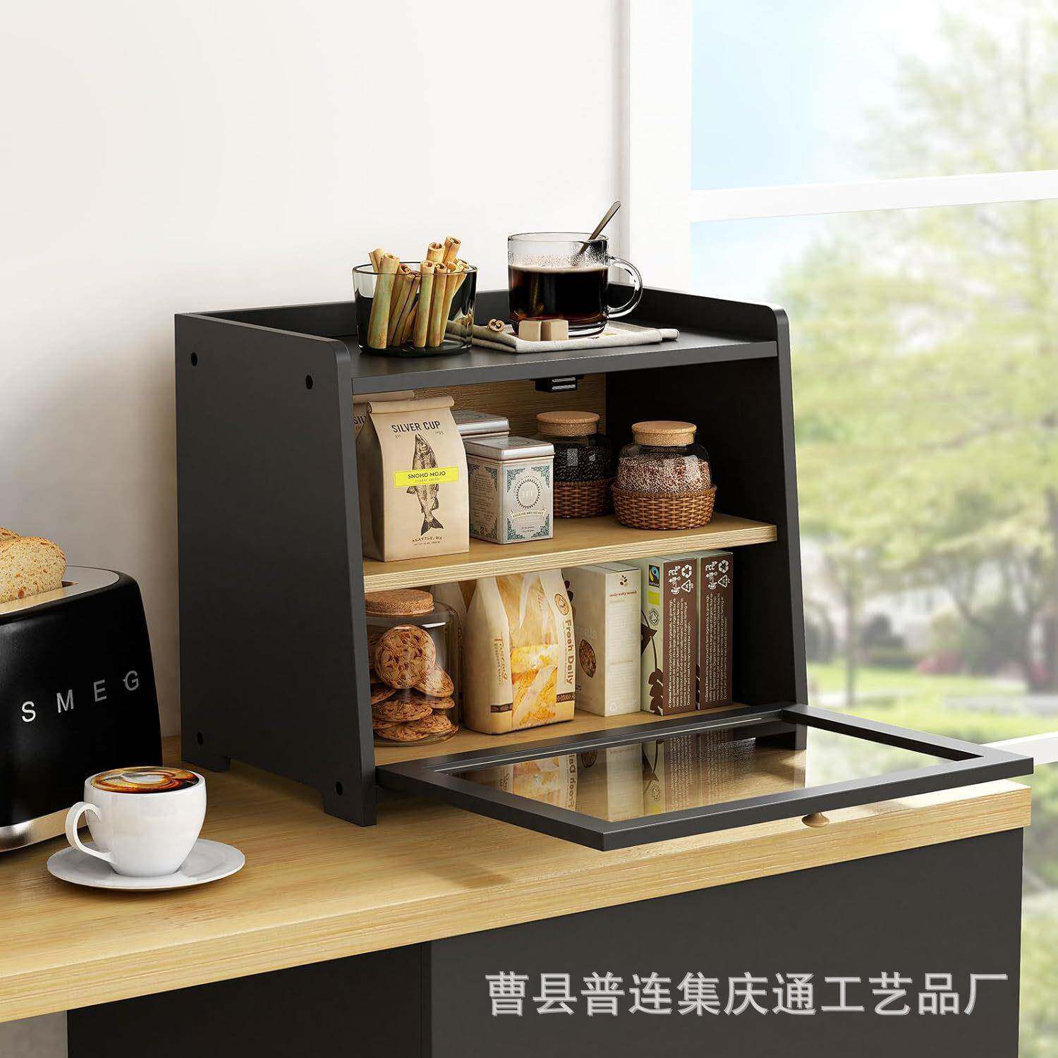 包木质双克面层收纳箱透明亚力厨房调料收纳柜实木甜A15品展示箱